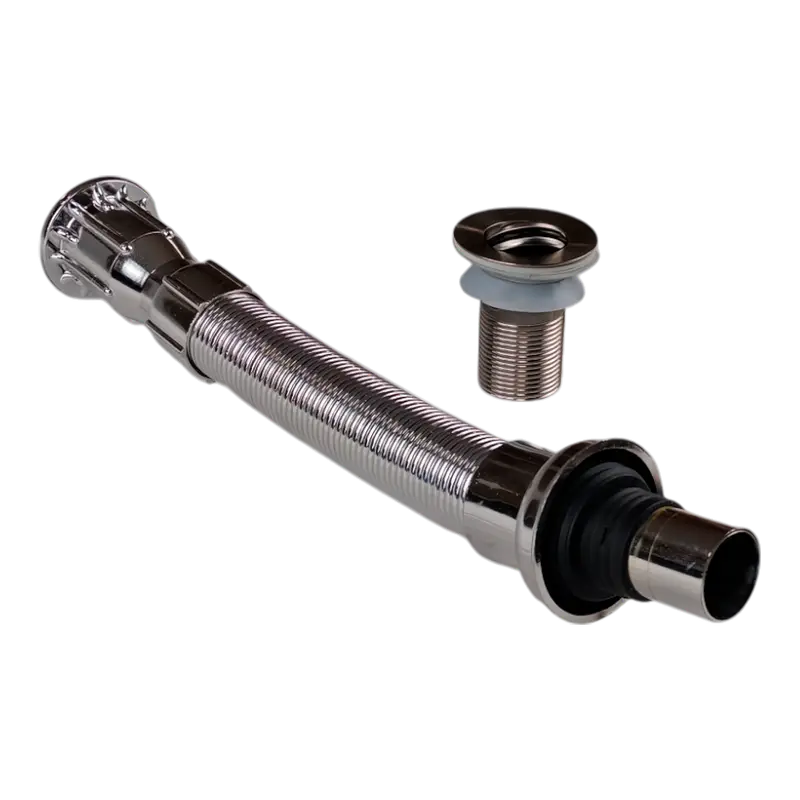 Sifón flexible cromado para lavamanos — vista principal