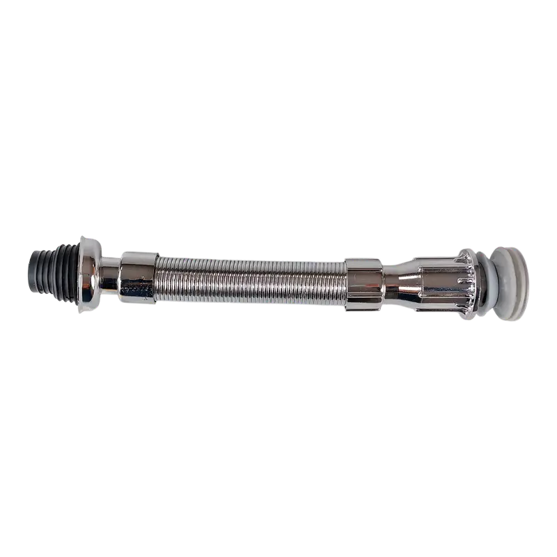 Sifón flexible cromado para lavamanos — vista lateral