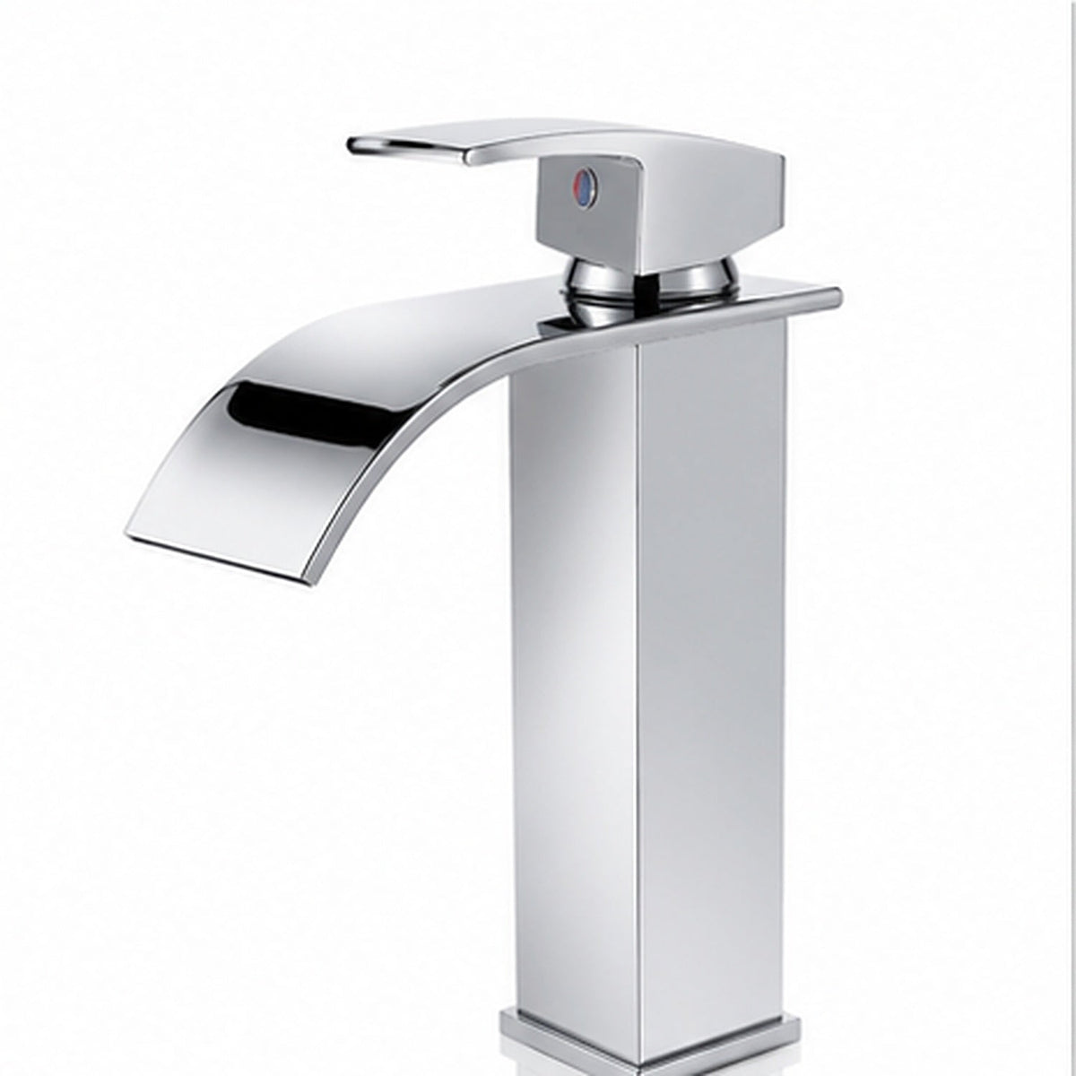 Grifería monocontrol baja tipo cascada cromada SKU 210 vista de producto
