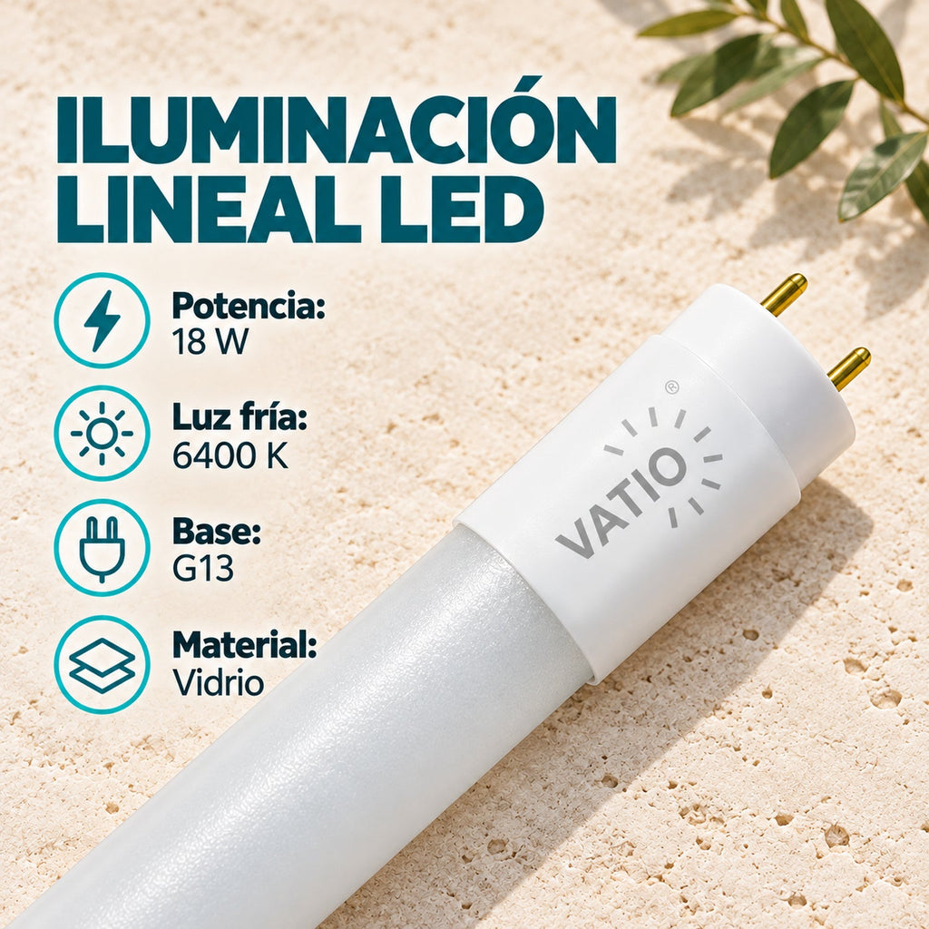 Tubo LED T8 De Vidrio 18 W Luz Fría De 1,2 m — características confirmadas