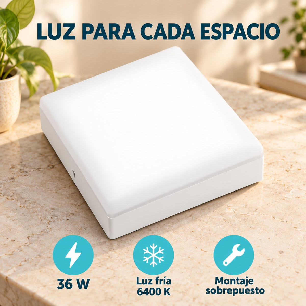 Panel LED Cuadrado Sin Borde De Sobreponer 36 W — características y detalles