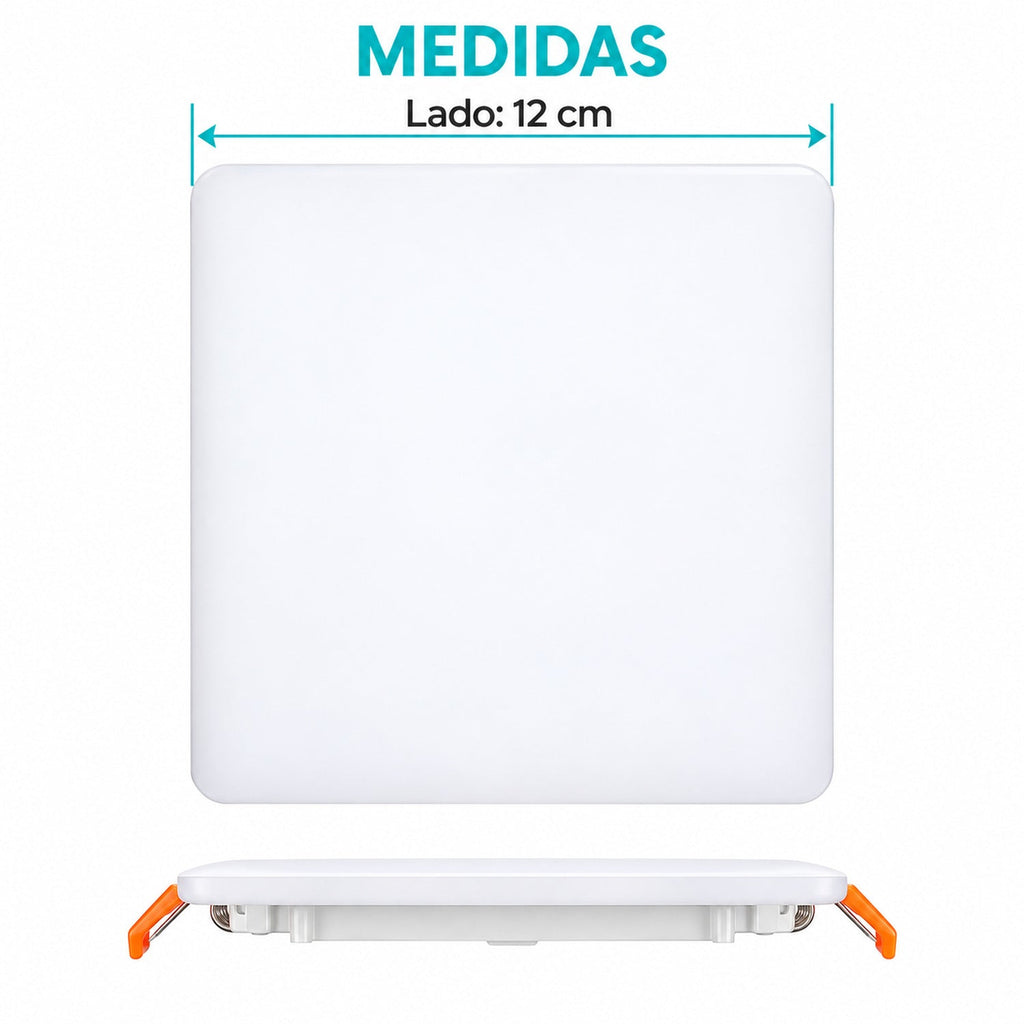 Panel LED Cuadrado Sin Marco 18 W De Empotrar De 12 cm — dimensiones del producto