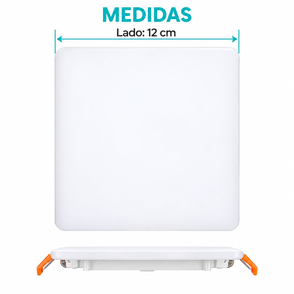 Panel LED Cuadrado Sin Marco 18 W De Empotrar De 12 cm — dimensiones del producto