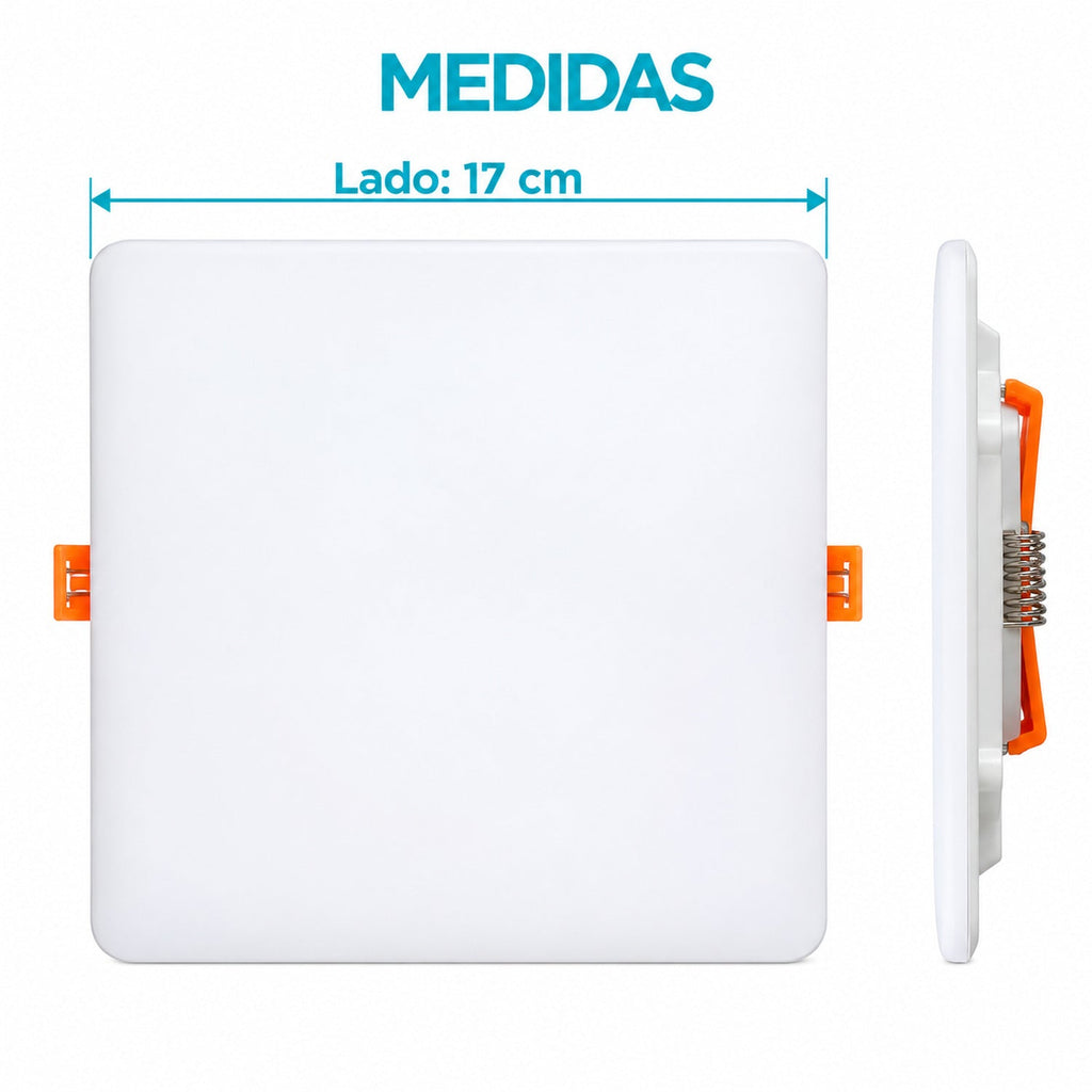 Panel LED Cuadrado Sin Marco 24 W De Empotrar De 17 cm — dimensiones del producto
