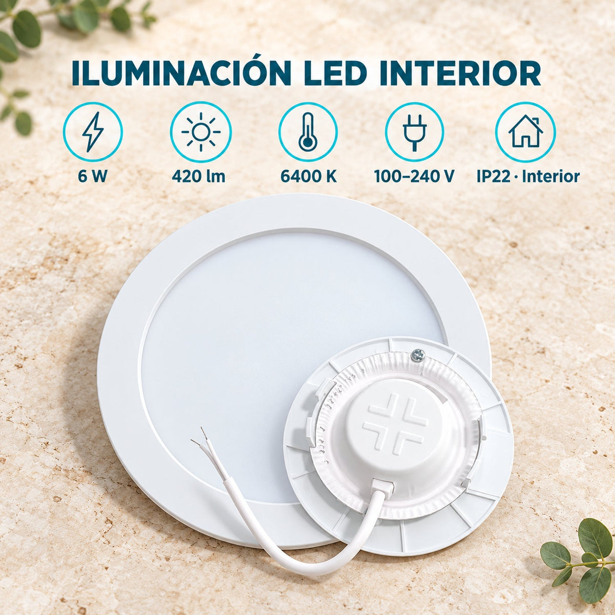 Panel LED Redondo Backlight 6 W De Empotrar De 12 cm — características del producto