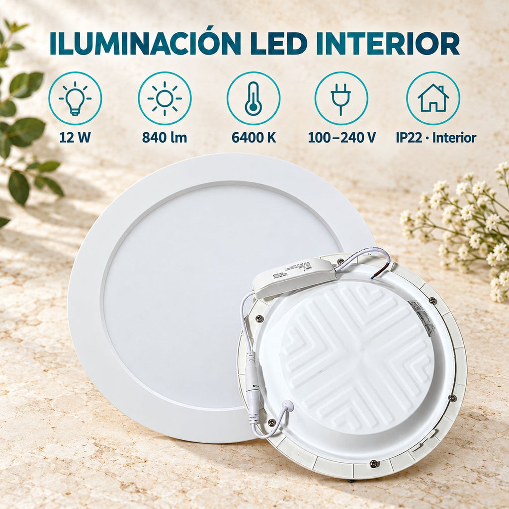 Panel LED Redondo Backlight 12 W De Empotrar De 16,5 cm — características del producto
