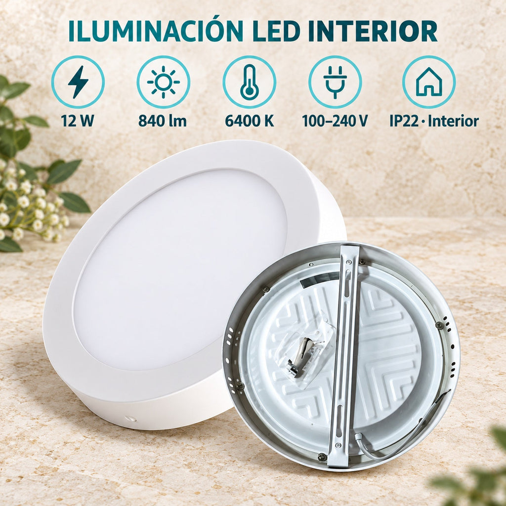 Panel LED Redondo Backlight 12 W De Sobreponer De 17 cm — características del producto